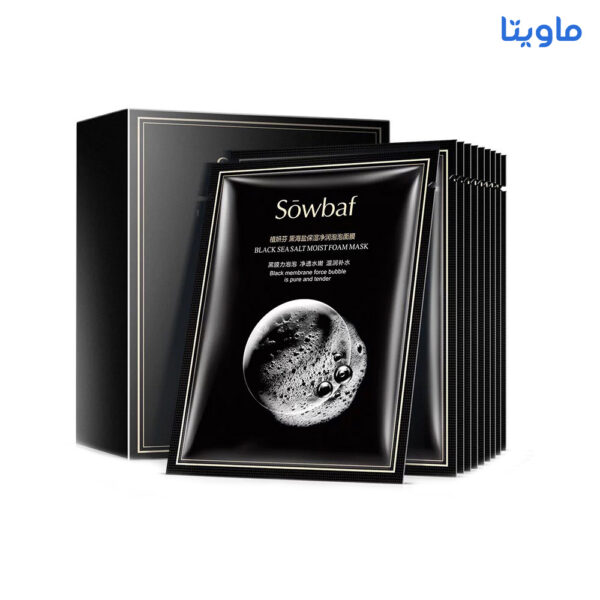 ماسک ورقه‌ای صورت حبابی نمک دریای سیاه Sowbaf