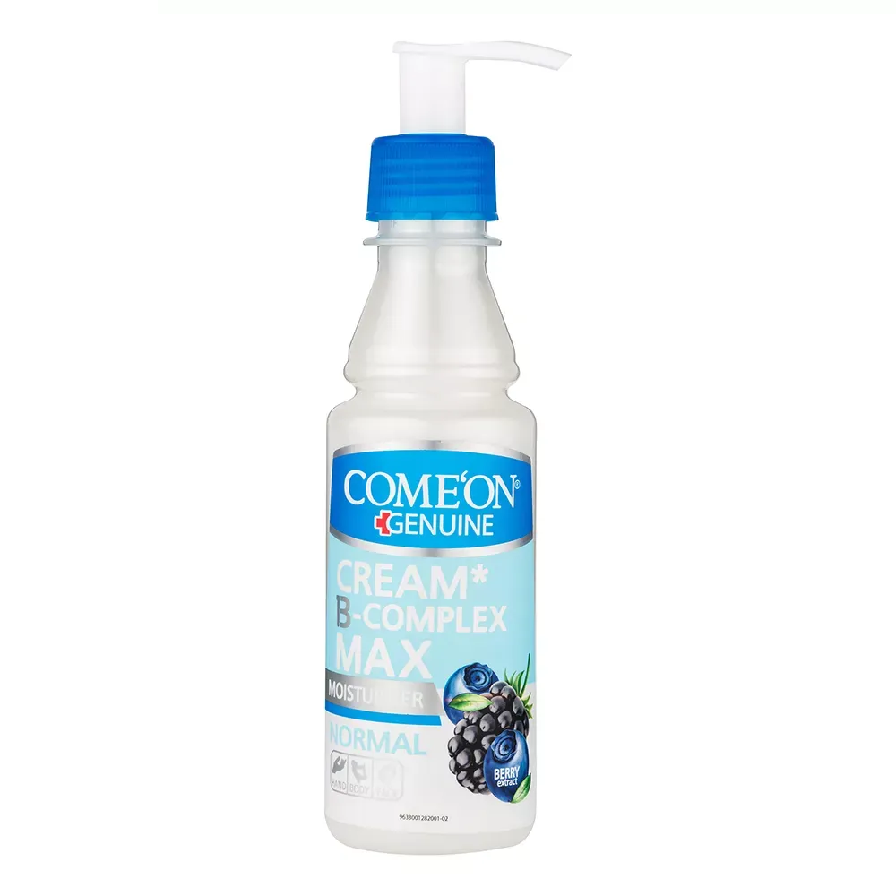 کرم مرطوب کننده کامان مدل B-Complex حاوی بلوبری حجم 200 میلی لیتر کرم مرطوب کننده دست و صورت و بدن کامان مدل بلوبری مناسب انواع پوست حجم 200 میلی لیتر