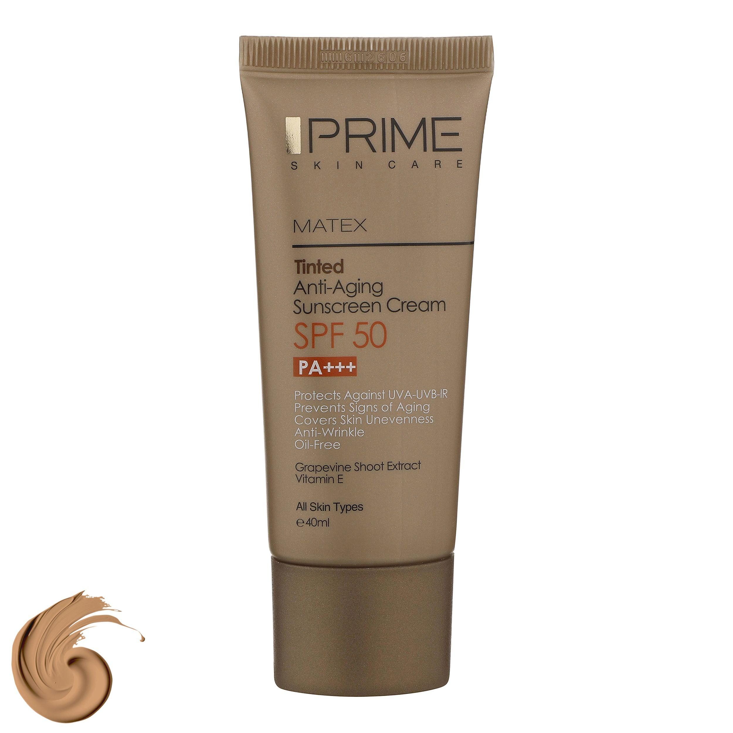 کرم ضدآفتاب رنگی پرایم SPF50 مدل Matex Tinted Rejuvinating حجم 40 میلیلیتر کرم ضدآفتاب رنگی پرایم SPF50 مدل Matex Tinted Rejuvinating مناسب انواع پوست، حجم 40 میلیلیتر