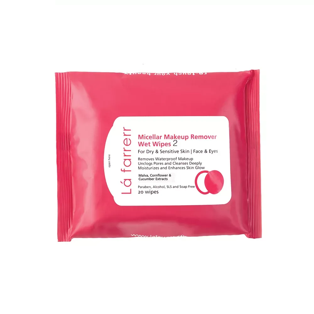 دستمال مرطوب پاک کننده آرایش پوست خشک و حساس لافارر مدل 02 بسته 20 عددی دستمال مرطوب پاک کننده آرایش چشم و صورت لافارر مدل 02 مناسب پوستهای خشک و حساس بسته 20 عددی