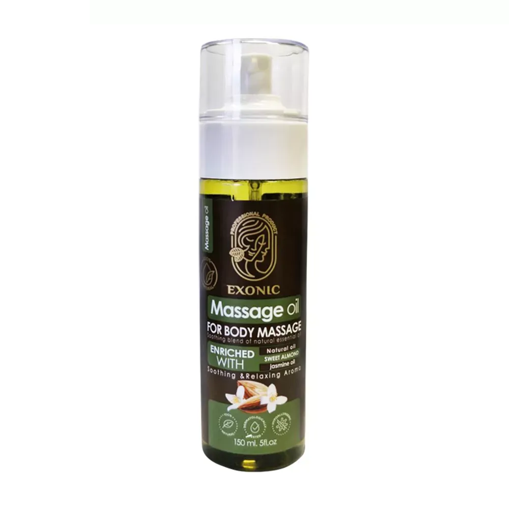 روغن ماساژ بدن اکسونیک حاوی روغن بادام شیرین و روغن یاس حجم 150 میلی‌لیتر