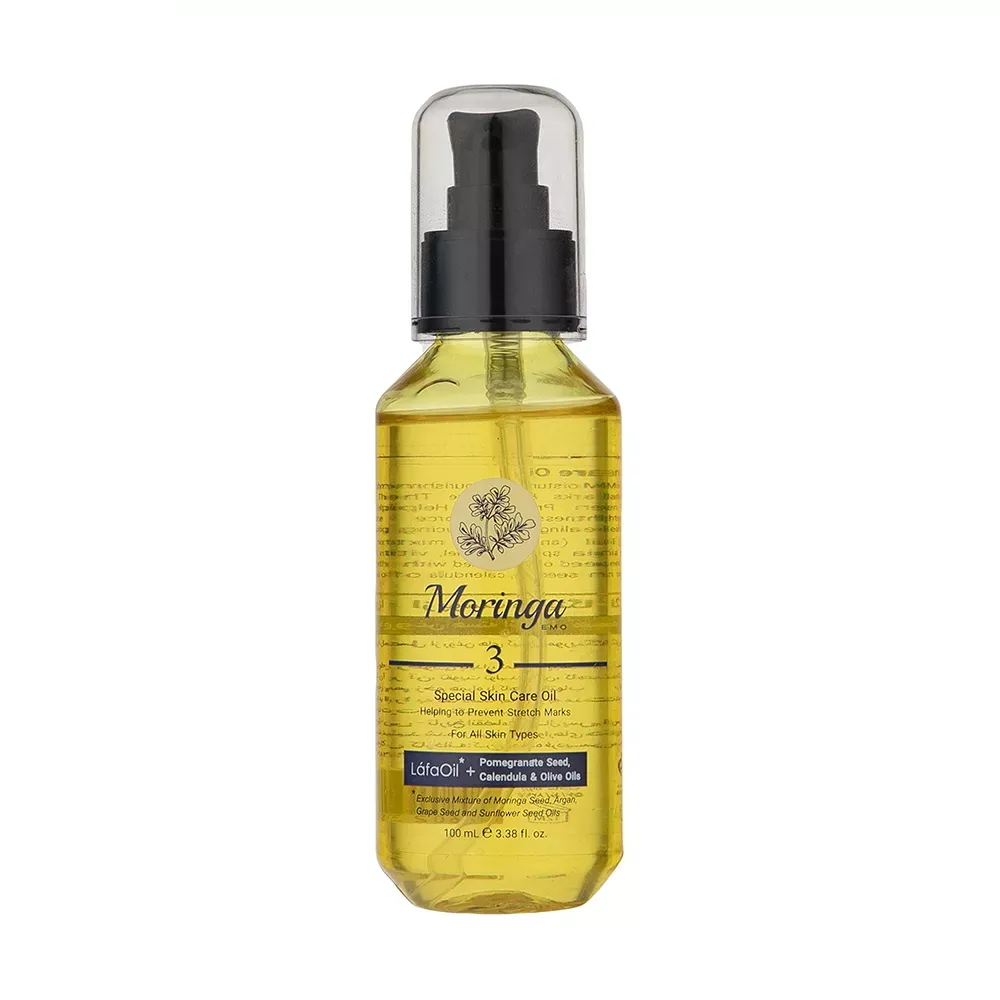 روغن پیشگیری از ترک پوستی مورینگا اِمو شماره 3 حجم 100 میلی لیتر روغن پیشگیری از ترک پوستی مورینگا اِمو مدل 3 مناسب انواع پوست حجم 100 میلی لیتر