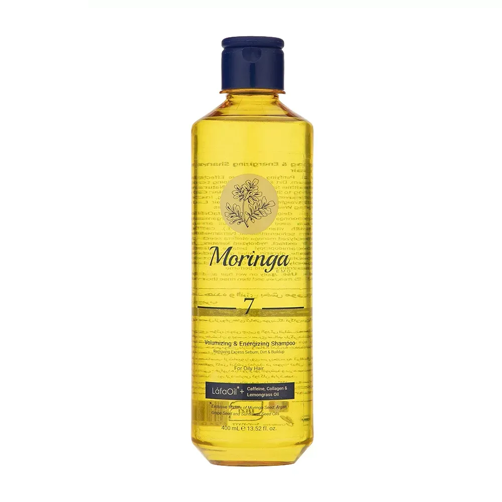 شامپو ضد ریزش مورینگا امو شماره 7 مناسب موهای چرب حجم 400 میلی لیتر شامپو مو مورینگا امو مدل Lemongrass مناسب برای موهای چرب حجم 400 میلی لیتر