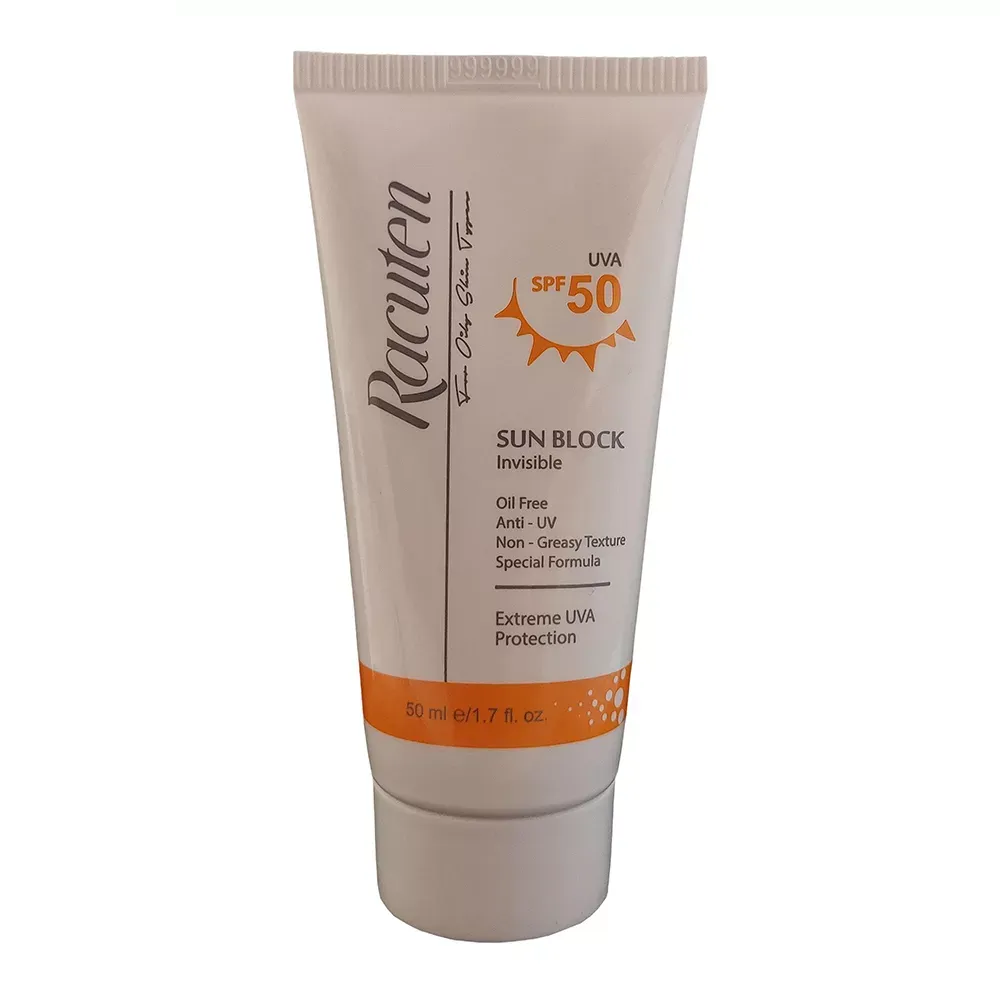 کرم ضدآفتاب بی‌رنگ راکوتن SPF50 مناسب پوست چرب حجم 50 میلی‌لیتر