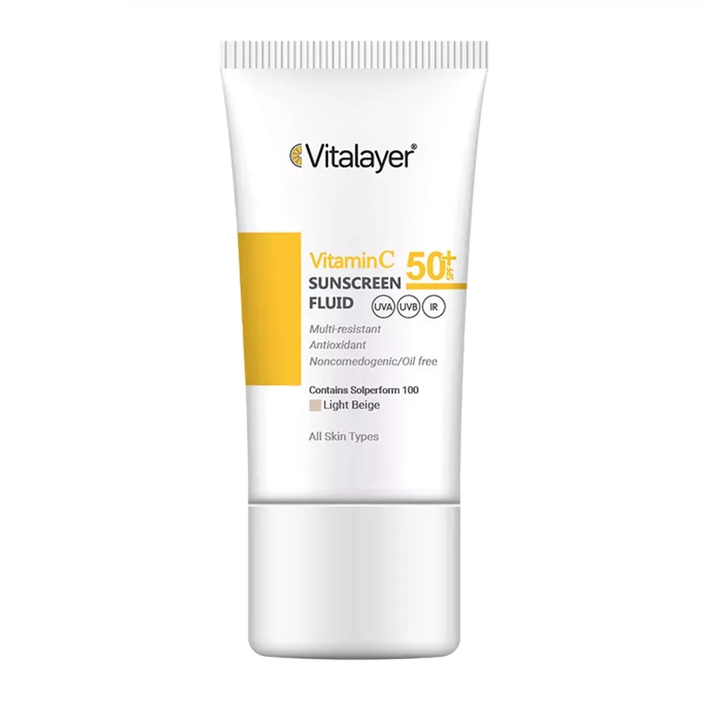 فلوئید ضد آفتاب رنگی ویتالیر SPF50 مدل Vitamin C حجم 50 میلی لیتر فلوئید ضدآفتاب رنگی ویتالیر، 50 SPF، مدل Vitamin C، مناسب انواع پوست تنالیته رنگ متوسط و حجم 50 میلیلیتر، ضد آب، محافظت کننده در برابر اشعه UVA، UVB، IR، آنتیاکسیدان، فاقد چربی و پارابن، ضد لک، آبرسان، دارای فرمولاسیون غیرکومدونزا، با ماندگاری 2 ساعته