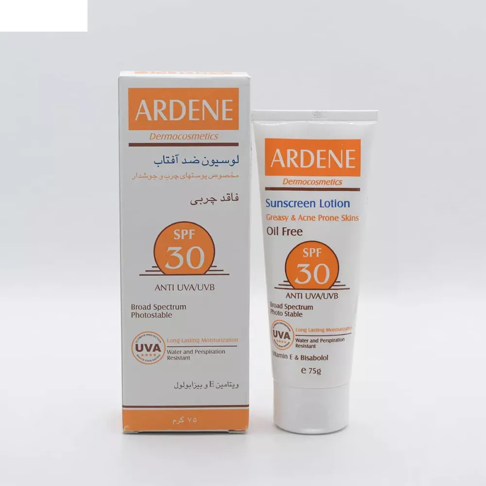 لوسیون ضد آفتاب آردن مدل SPF30 مناسب پوست چرب حجم 75 میلی لیتر