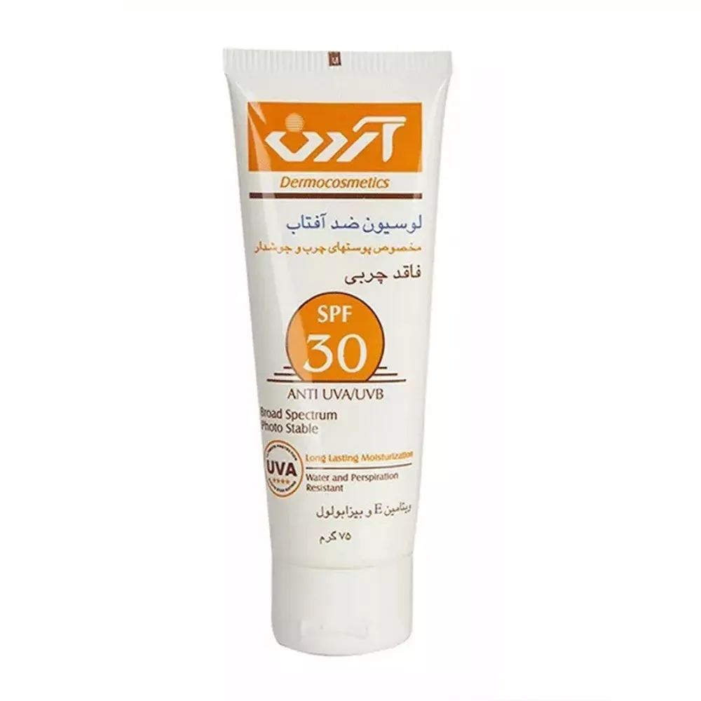 لوسیون ضد آفتاب آردن مدل SPF30 مناسب پوست چرب حجم 75 میلی لیتر لوسیون ضد آفتاب آردن مدل SPF30 مناسب پوست چرب حجم 75 میلی لیتر