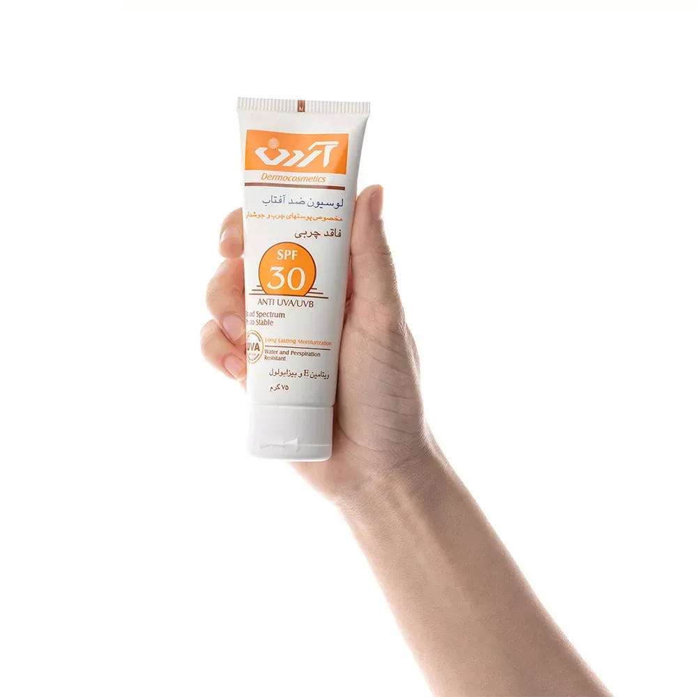 لوسیون ضد آفتاب آردن مدل SPF30 مناسب پوست چرب حجم 75 میلی لیتر