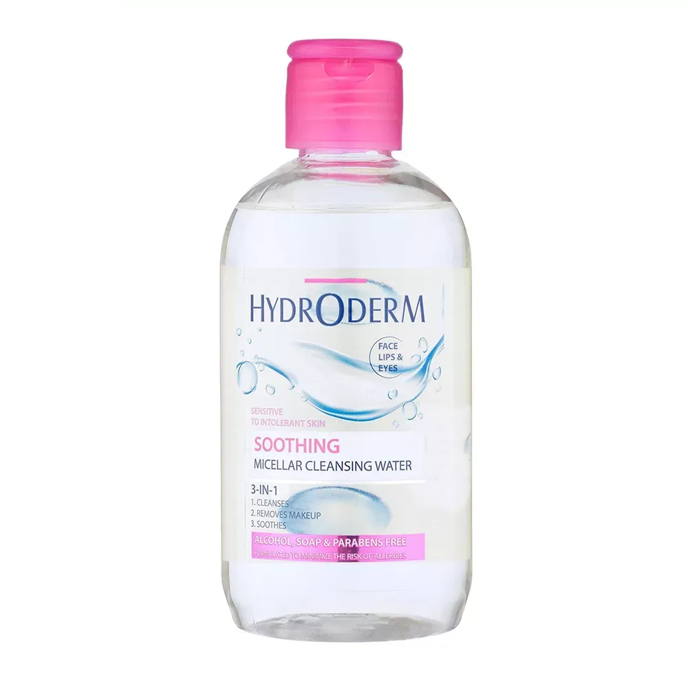 میسلار واتر هیدرودرم مدل soothing مناسب پوست حساس حجم 250 میلی لیتر محلول پاک کننده آرایش صورت هیدرودرم مدل soothing مناسب پوست های حساس حجم 250 میلی لیتر