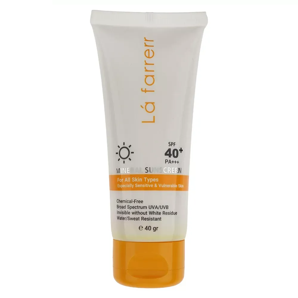 کرم ضد آفتاب مینرال بی‌رنگ لافارر SPF40 مناسب انواع پوست‌ حجم 40 میلی‌لیتر