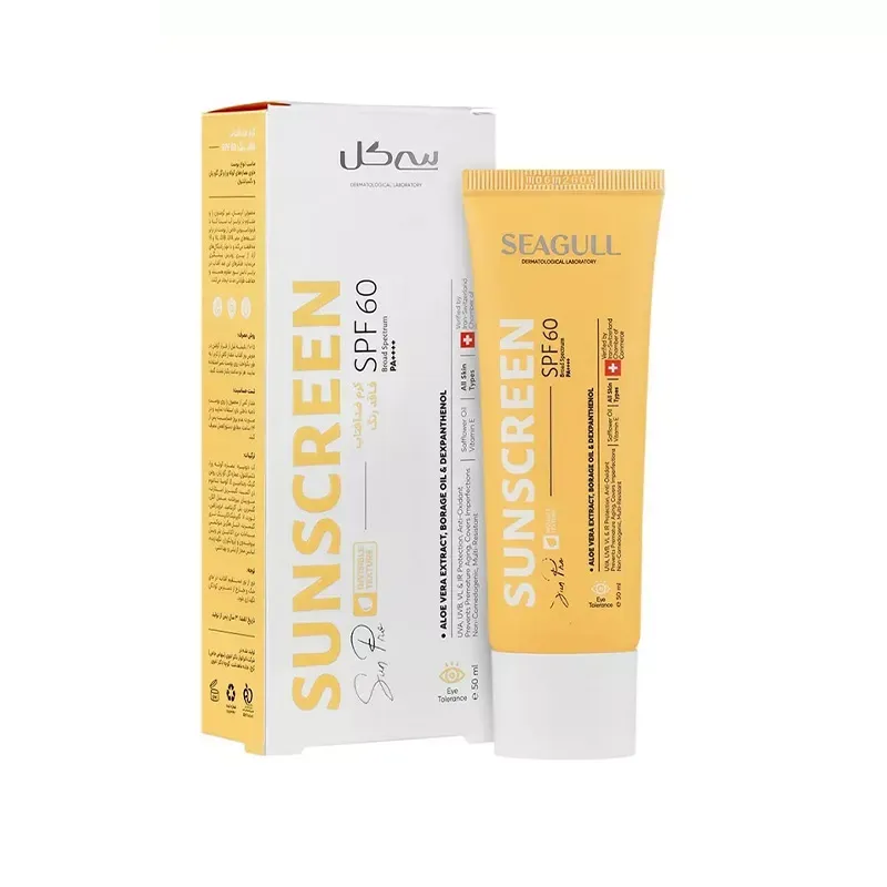 کرم ضد آفتاب بی رنگ سی گل با SPF60 مناسب پوست معمولی تا چرب حجم 50 میلی لیتر