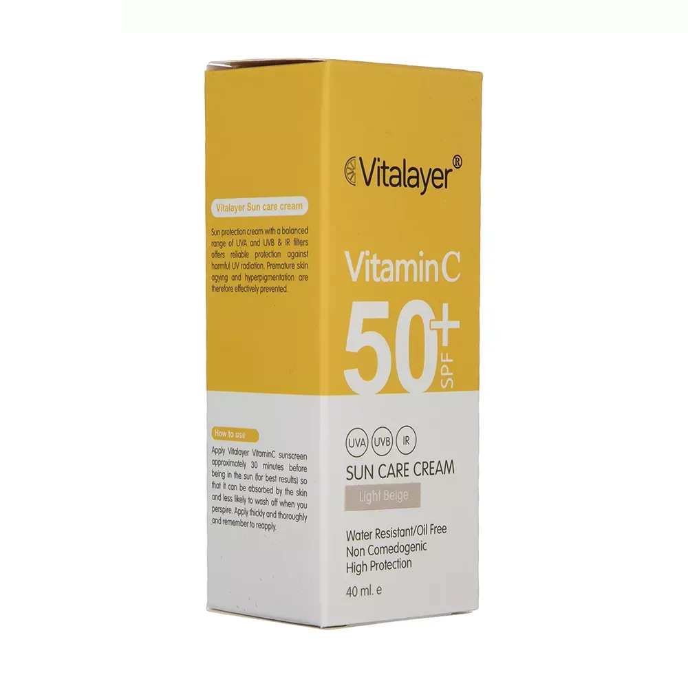 کرم ضد آفتاب رنگی ویتالیر +SPF50 مدل LB مناسب انواع پوست حجم 40 میلی لیتر