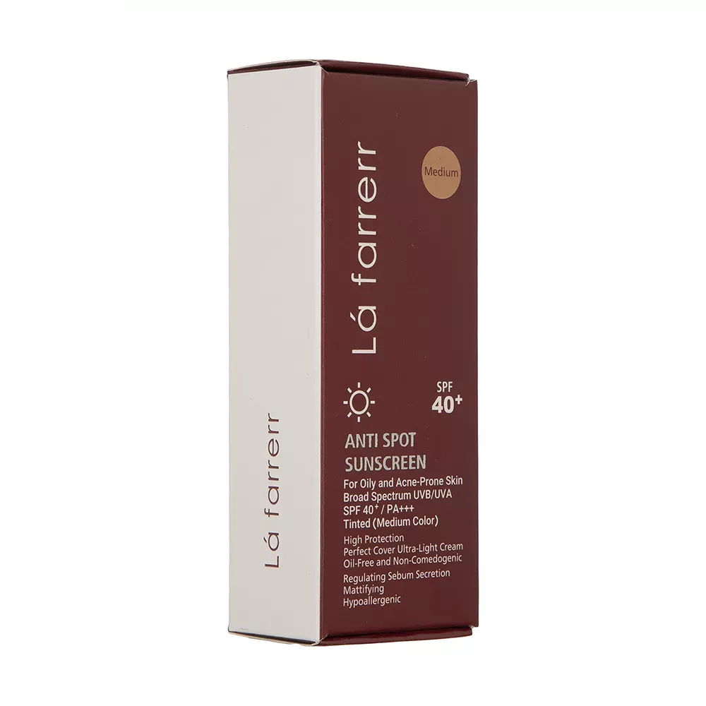 کرم ضد آفتاب و ضد لک رنگی لافارر SPF40-Medium مناسب پوست چرب و آکنه دار حجم 40 میلیلیتر