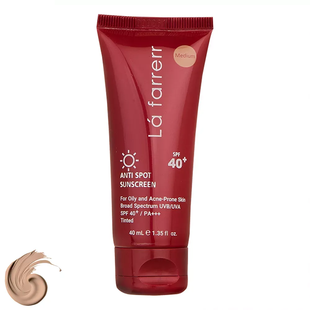کرم ضد آفتاب و ضد لک رنگی لافارر SPF40-Medium مناسب پوست چرب و آکنه دار حجم 40 میلی‌لیتر