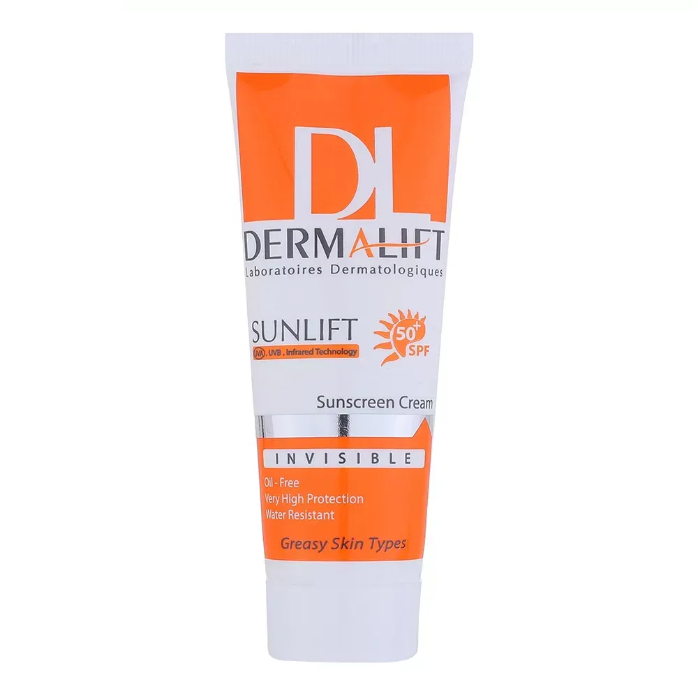 کرم ضدآفتاب بی‌رنگ درمالیفت Sunlift SPF50 مناسب پوست‌ چرب حجم 40 میلی‌لیتر
