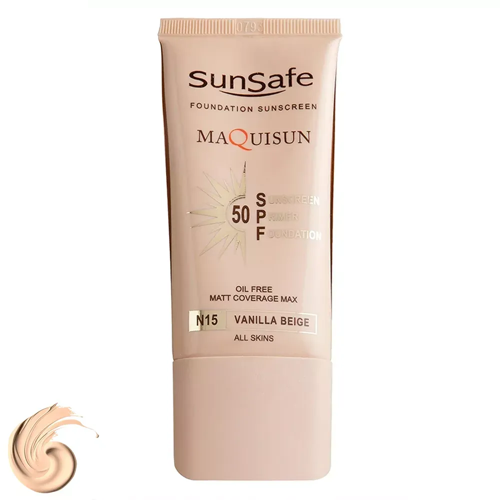 ضد آفتاب کرم پودری و پرایمری سان سیف SPF50 مدل N15 حجم 40 میلی‌لیتر