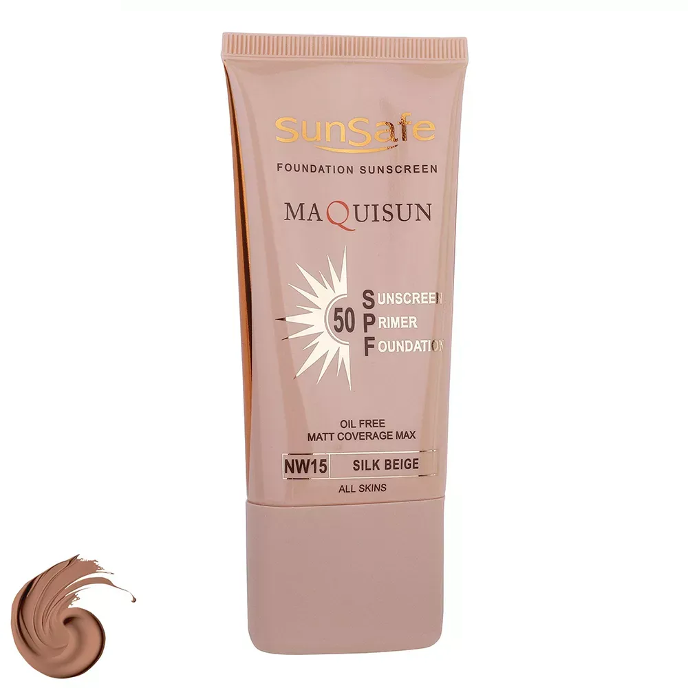 ضد آفتاب کرم پودری و پرایمری سان سیف SPF50 مدل NW15 حجم 40 میلی‌لیتر
