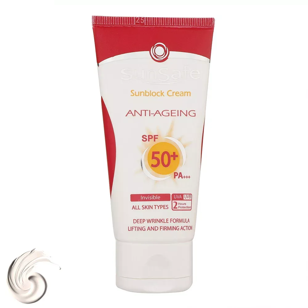 کرم ضد آفتاب و ضد چروک SPF50 سان‌ سیف حجم 50 میلی‌لیتر