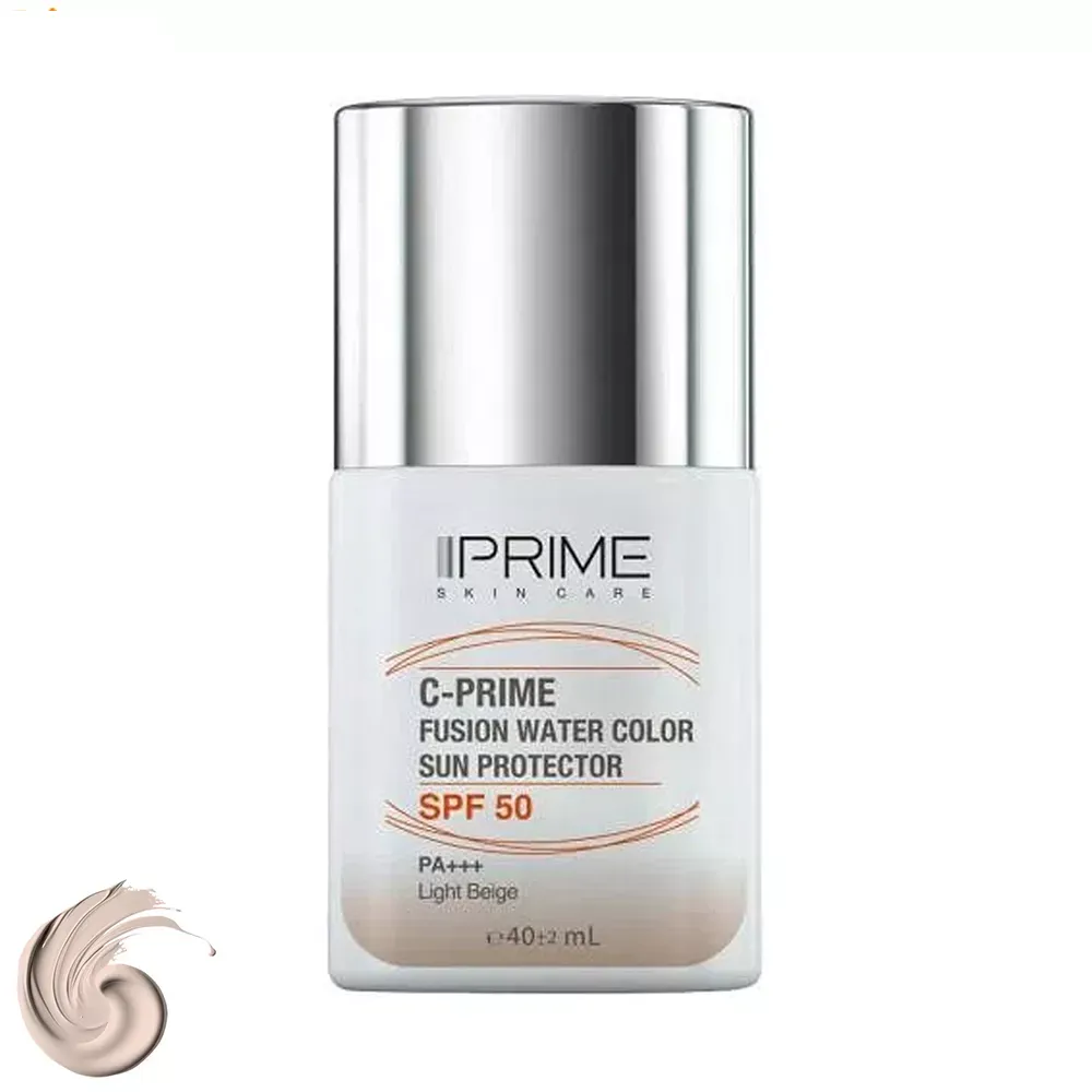 فلوئید ضد آفتاب رنگی پرایم SPF50 مدل فیوژن واتر حاوی ویتامین سی Light Beige حجم 40 میلی‌لیتر