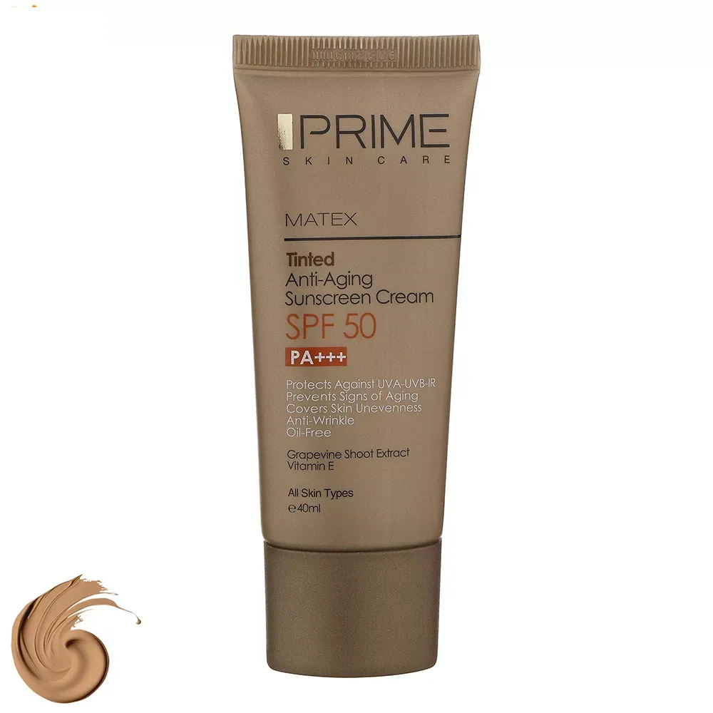 کرم ضدآفتاب رنگی جوان کننده پرایم SPF50 مدل Matex Tinted Rejuvinating حجم 40 میلی‌لیتر