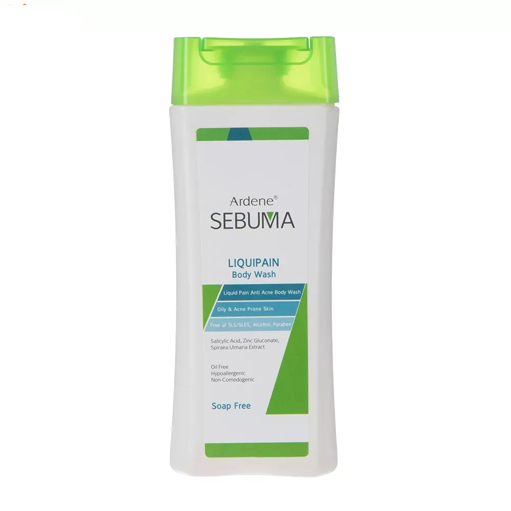 مایع شوینده غیر صابونی بدن آردن سبوما مدل Liquipain مناسب پوست چرب و دارای آکنه حجم 250 میلی لیتر