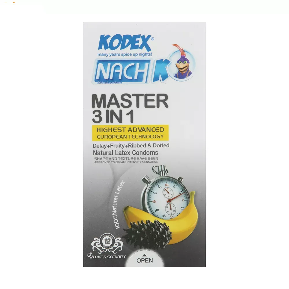 کاندوم تاخیری کدکس مدل Master 3in1 بسته 12 عددی