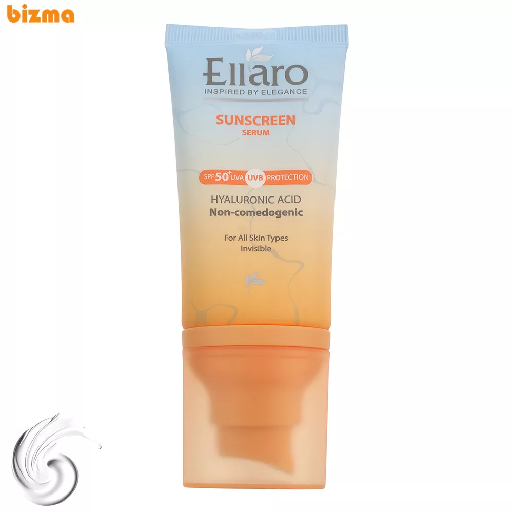 سرم ضد آفتاب بی‌رنگ صورت الارو SPF 50 مدل Hyaluronic acid ‌محافظ در برابر اشعه UVA و UVB مناسب برای انواع پوست حجم 40 میلی‌لیتر