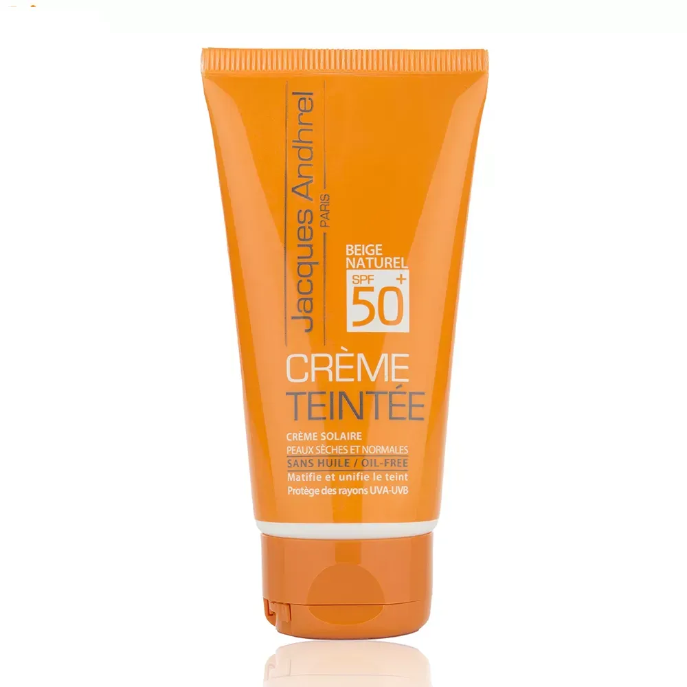 کرم ضد آفتاب رنگی ژاک آندرل پاریس SPF 50 مدل طبیعی ‌محافظ UVA/UVB مناسب برای پوست خشک حجم 50 میلی‌لیتر